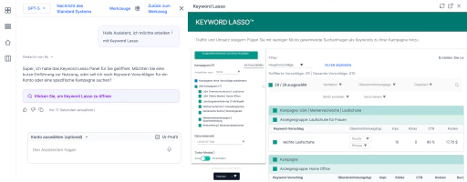 Bitten Sie Sidekick, ein Tool zu öffnen, eine Analyse durchzuführen und einen Bericht zu erstellen – alles in einem Gespräch.