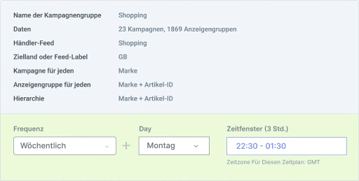 Halten Sie die Kampagnen aktuell, egal wie oft sich Ihr Feed ändert.