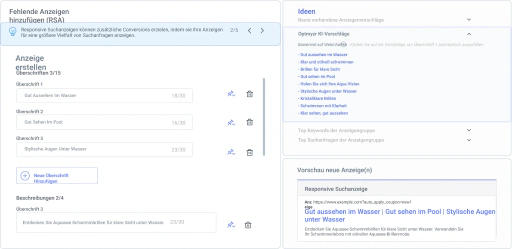 Schalte Kampagnen schneller mit müheloser RSA-Erstellung frei.