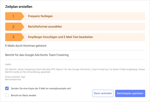 Einmal erstellen und für immer berichten.