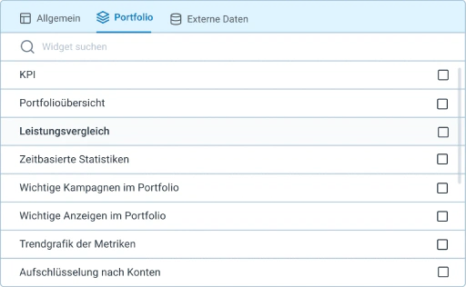 Erstellen Sie Berichte auf Portfolio-Ebene, die der Struktur Ihres Unternehmens entsprechen.
