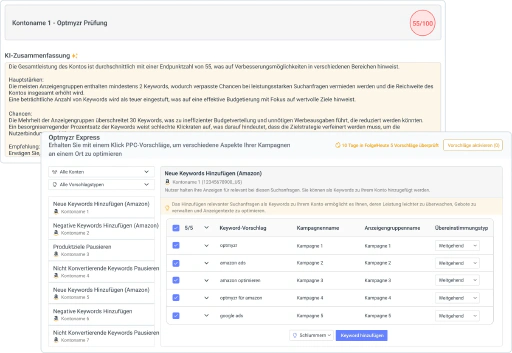 Lösen Sie Audit-Ergebnisse sofort mit Express-Optimierungen.