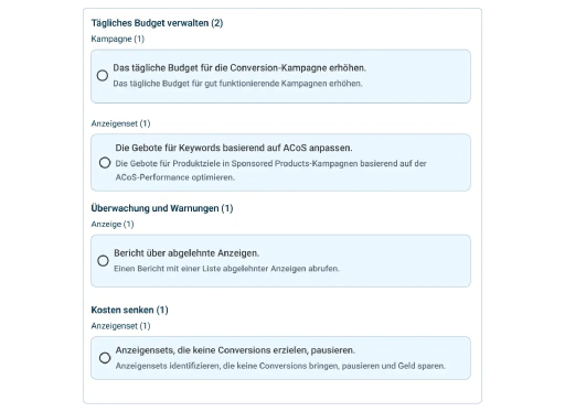 Legen Sie die Logik für Budgetänderungen, Pausen oder Gebote anhand dessen fest, was für Sie zählt.