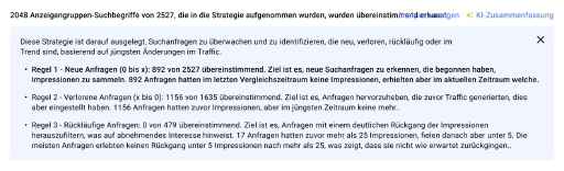 Verstehen Sie die Ergebnisse der Regeln schneller mit KI-Zusammenfassungen.