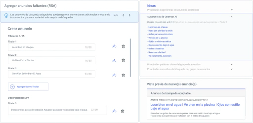 Escribe y prueba copias de anuncios en minutos.