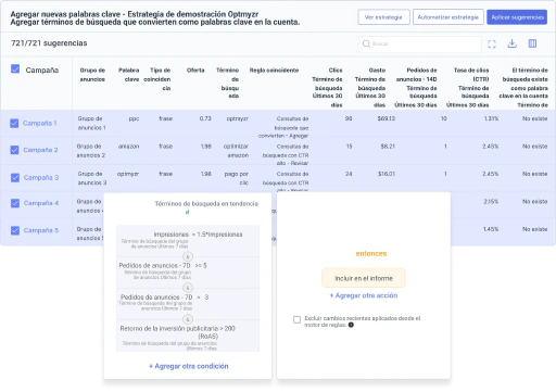 Mantén frescas las listas de palabras clave y negativas para una segmentación más inteligente.