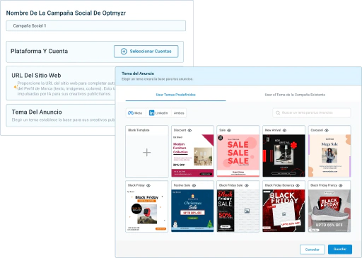 Lanza campañas rápidamente con plantillas y audiencias guardadas.