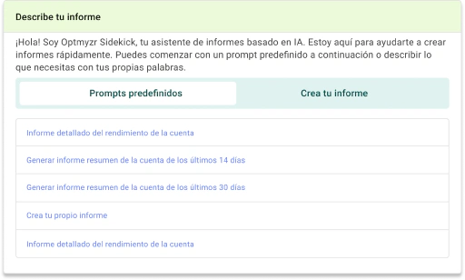 Deja que la IA te ayude a construir e interpretar informes más rápido.