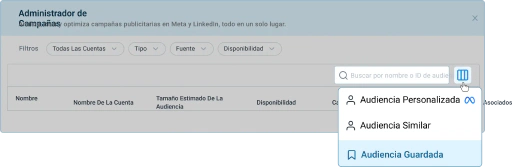Reutiliza audiencias guardadas para futuras campañas.