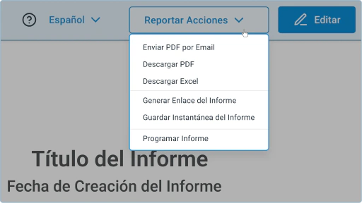 Envía informes listos para compartir a los clientes. Sin formato, sin exportaciones manuales.