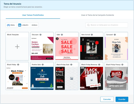 Usa plantillas para acelerar la configuración de campañas.