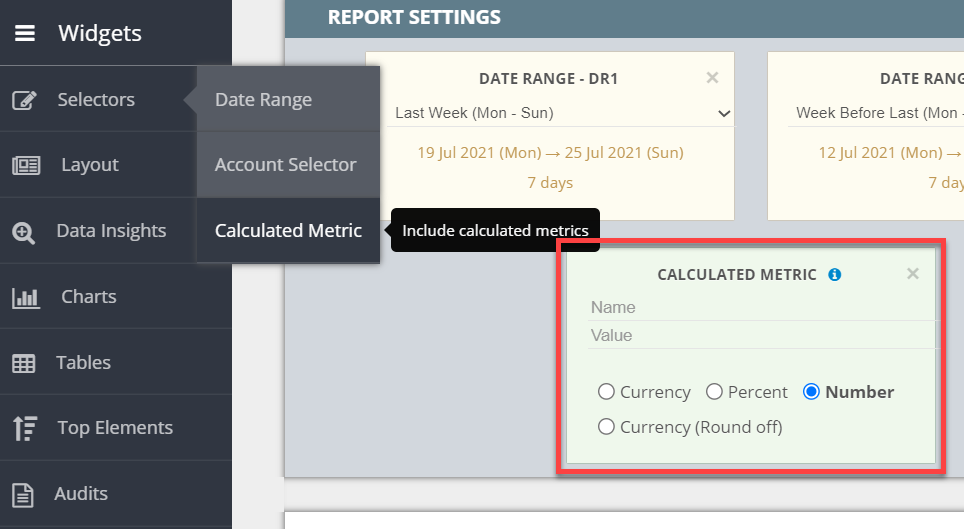 calculated metrics reports