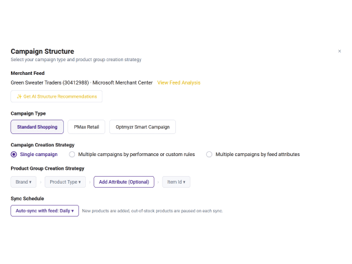 One workflow for Google and Microsoft Shopping