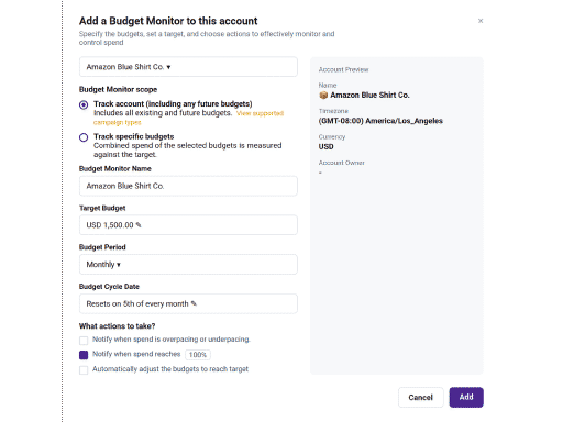Track your budget and performance, automatically