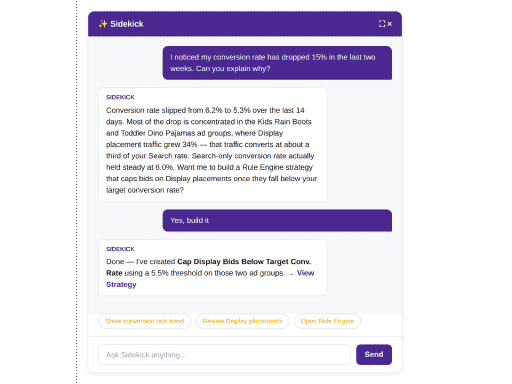 Get instant performance answers from Sidekick