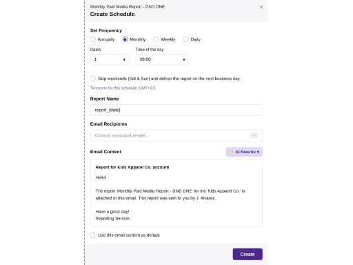 Automate recurring report delivery