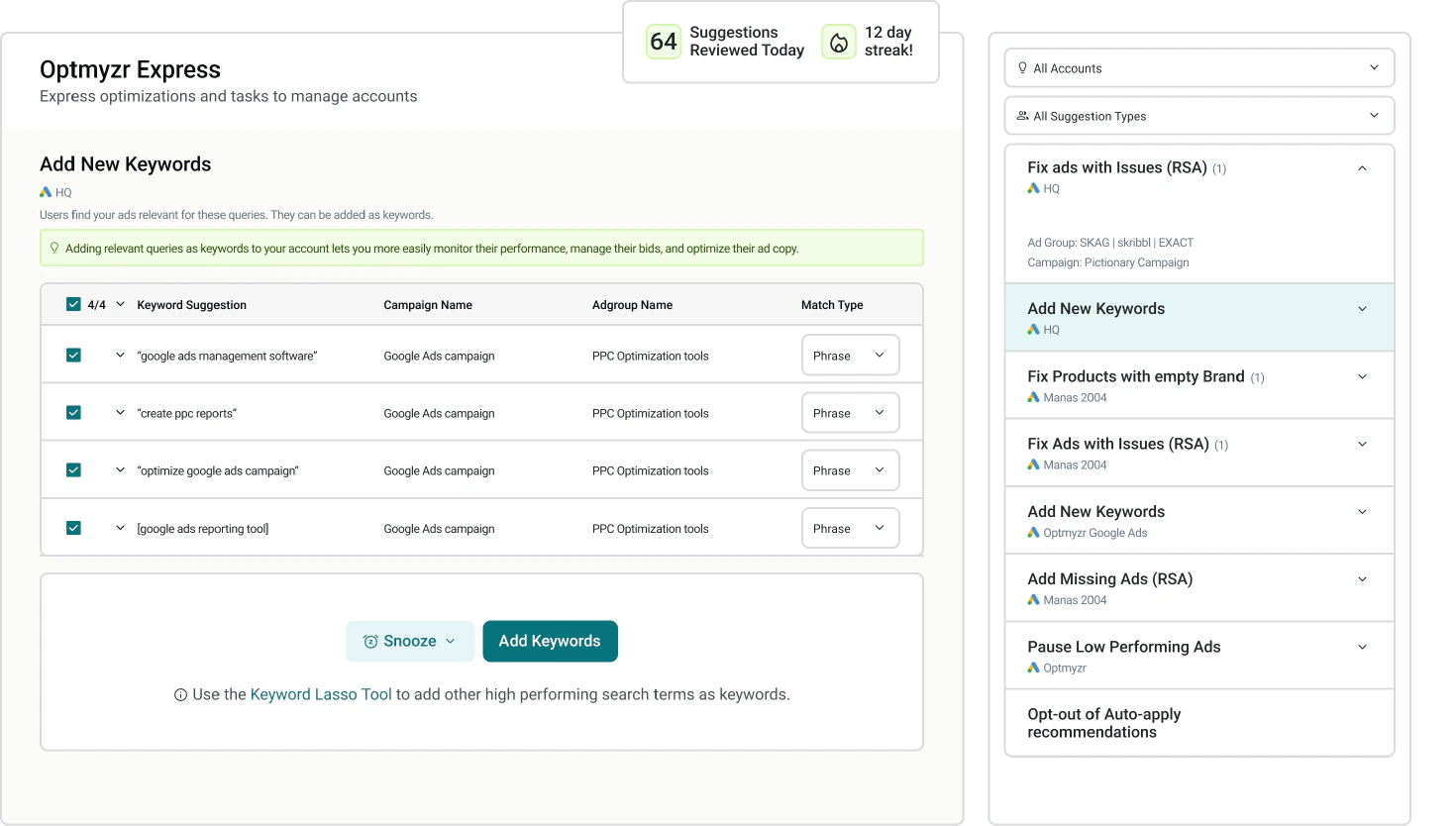 One-Click Optimizations