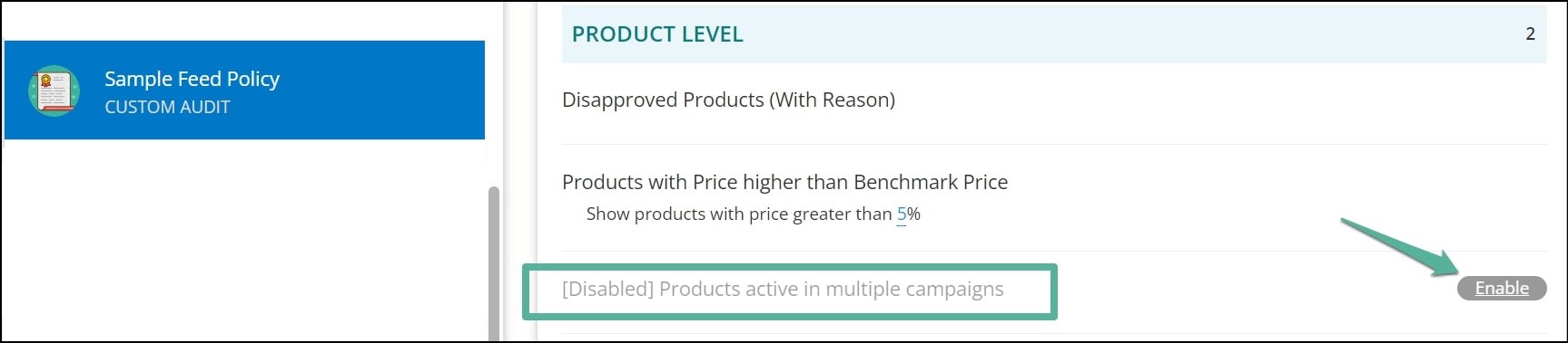 Image 1 - Sample feed policy product level