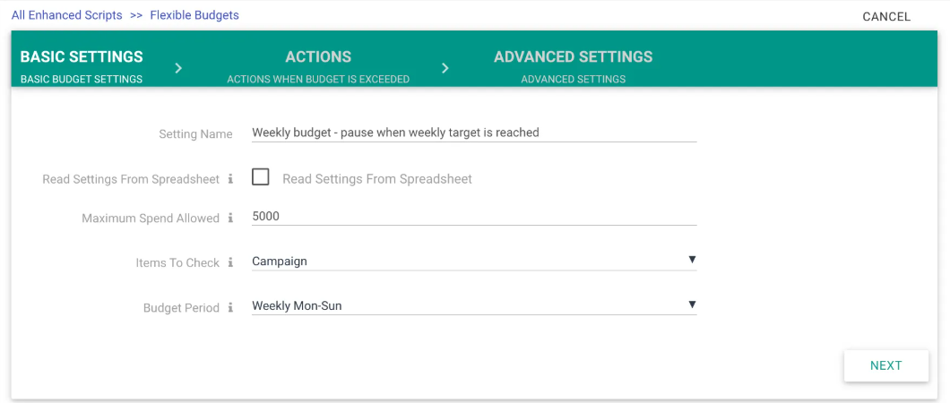 Pause campaigns when weekly spend cap is reached