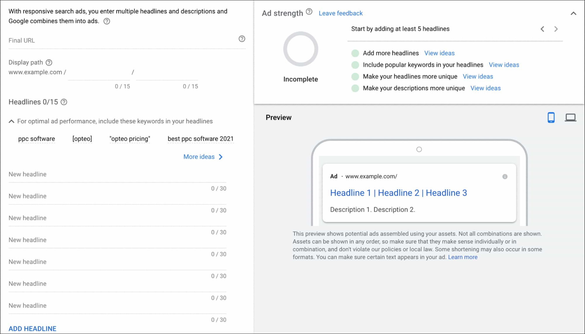 Responsive Search Ads Examples