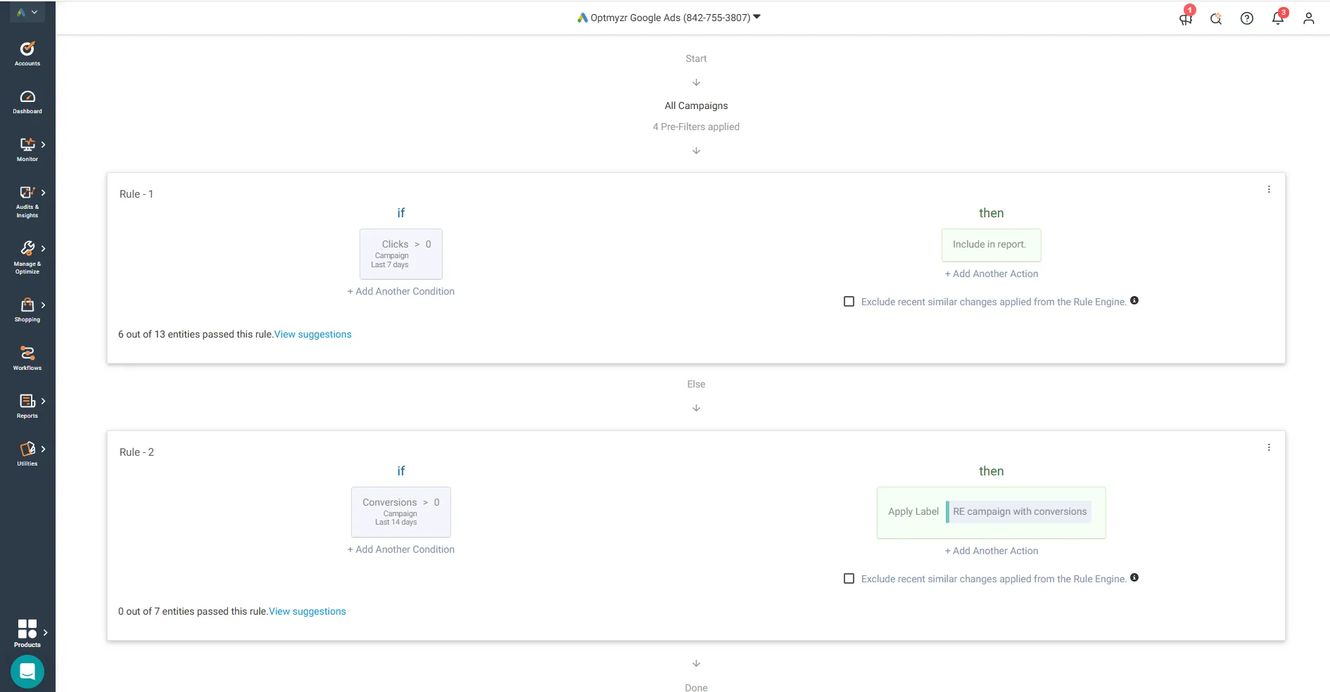 Rule based optmizations