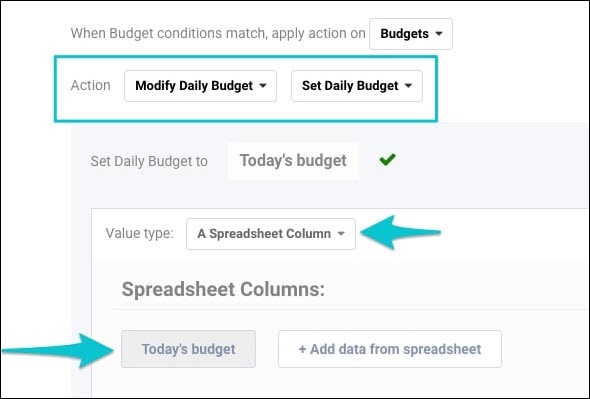 Rule Engine Set Daily Budget to