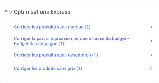 Résolvez instantanément les résultats d'audit avec des optimisations express.