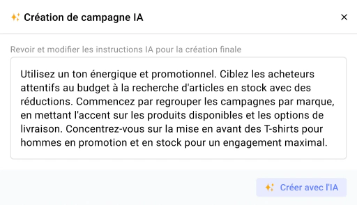 Laissez l'IA créer votre premier brouillon.
