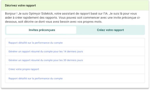 Laissez l'IA vous aider à construire et interpréter les rapports plus rapidement.