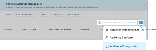 Réutilisez les audiences enregistrées pour les campagnes futures.