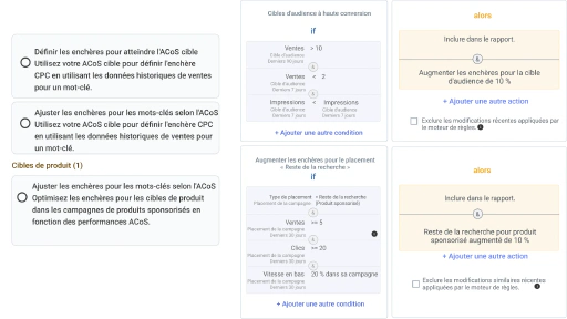Définissez des règles d'enchères intelligentes pour les mots-clés, les produits et les audiences.