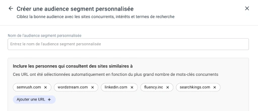 Créez des segments d'audience à partir des visiteurs des sites concurrents