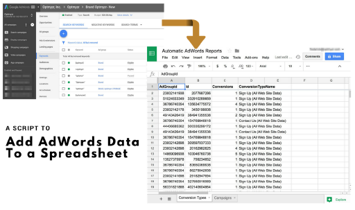 Use this script to put any AdWords data in a spreadsheet